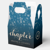 Elegant Peach Oceanic Blue Wedding a New Chapter Bedankdoosjes (Geopend)