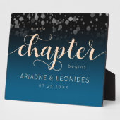 Elegant Peach Oceanic Blue Wedding a New Chapter Fotoplaat (Zijkant)