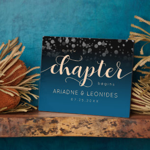 Elegant Peach Oceanic Blue Wedding a New Chapter Fotoplaat