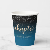 Elegant Peach Oceanic Blue Wedding a New Chapter Papieren Bekers (Voorkant)