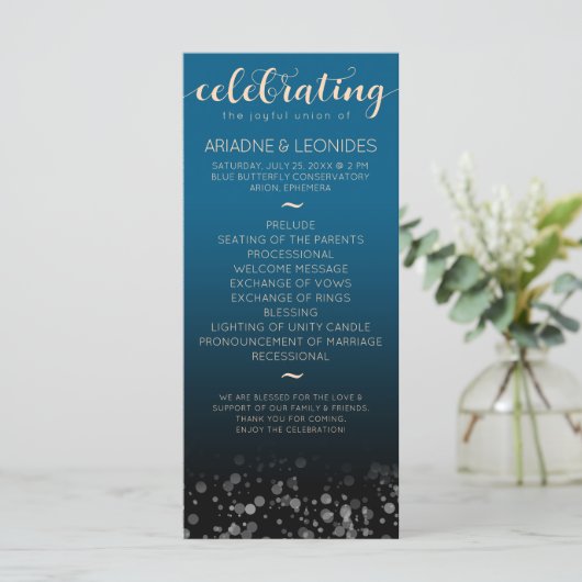 Elegant Peach Oceanic Blue Wedding a New Chapter Programma (Staand voorkant)