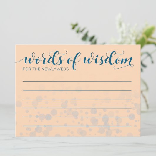 Elegant Peach Oceanic Blue Wedding Words of Wisdom Programma (Staand voorkant)
