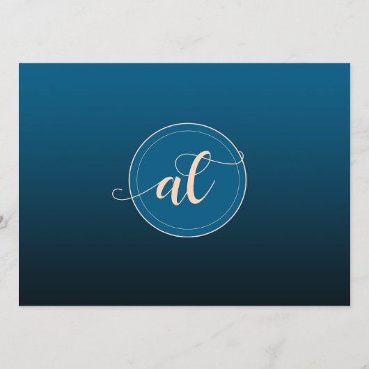 Elegant Peach Oceanic Blue Wedding Words of Wisdom Programma (Achterkant)