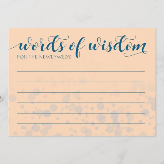 Elegant Peach Oceanic Blue Wedding Words of Wisdom Programma (Voorkant)