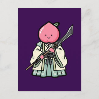 Elegant Peach Onna-musha Samurai Warrior Illustrat Briefkaart