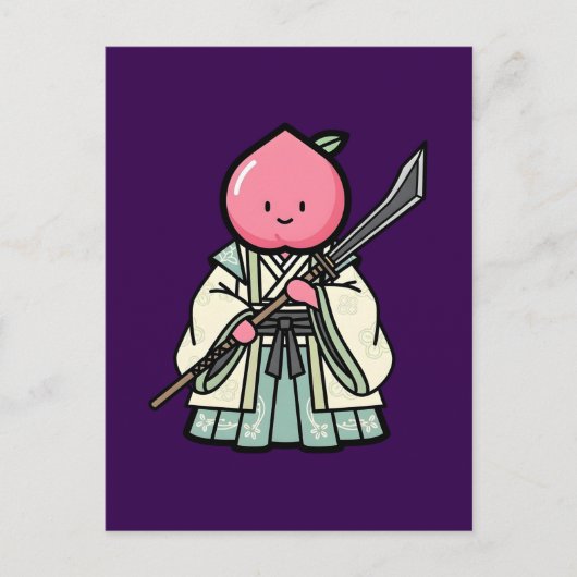 Elegant Peach Onna-musha Samurai Warrior Illustrat Briefkaart (Voorkant)
