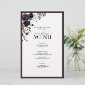 Elégant Peach Pink Aquarelle Floral Menu Mariage (Debout devant)