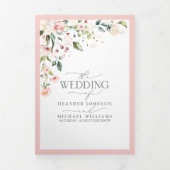 Elegant Peach roze Waterverf Floral maaltijden bru Drieluik Uitnodiging (Cover)