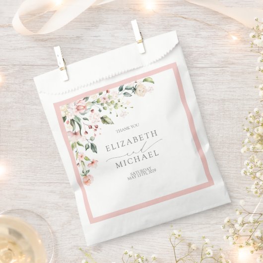 Elegant Peach roze Waterverf Floral Wedding Bedankzakje (Geknipt)