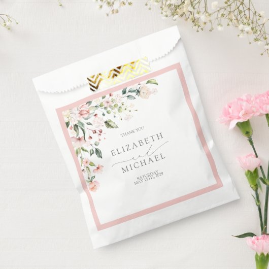 Elegant Peach roze Waterverf Floral Wedding Bedankzakje (Gezegeld)