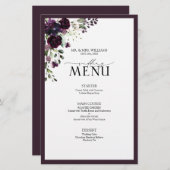 Elegant Peach roze Waterverf Floral Wedding Menu (Voorkant / Achterkant)