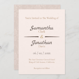 Elegant Peach Rozen on Back Wedding Invitation Kaart