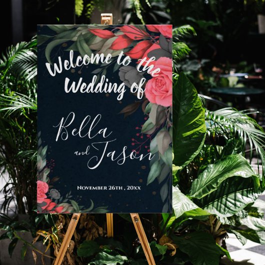Elegant Peach Sinaasappel Floral Wedding Welcome S Poster