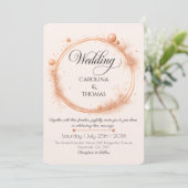 Elegant Peach Sparkle Wedding Script Calligraphy Kaart (Staand voorkant)
