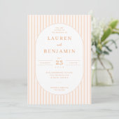Elegant Peach Striped Wedding Invitation (Debout devant)
