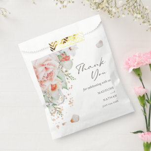 Elegant Peach Waterverf Floral Hartelijk dank voor Bedankzakje