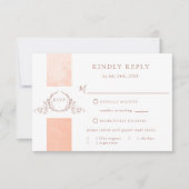 Elegant Peach Waterverf Wedding Monogram RSVP (Voorkant)