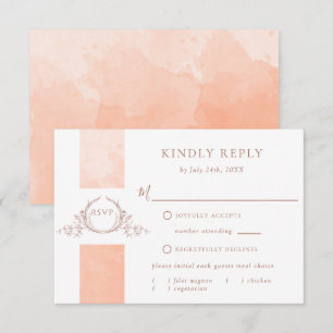 Elegant Peach Waterverf Wedding Monogram RSVP