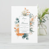 Elegant Peach White Eucalyptus Gold Speckle Kaart (Staand voorkant)