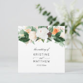 Elegant Peach White Herfst Waterverf Floral Weddin Programma (Staand voorkant)