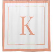 Elegant Peach white Initial Monogram  Douchegordijn (Voorkant)
