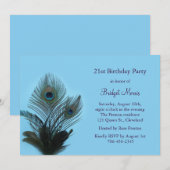 Elégant Peacock 21ème anniversaire Invitation (Devant / Derrière)