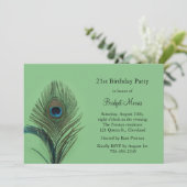 Elégant Peacock 21ème anniversaire Invitation (Debout devant)
