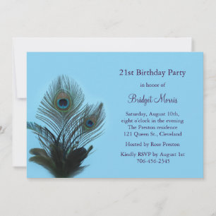 Elegant Peacock 21st Birthday Invitation Kaart