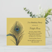 Elegant Peacock 21st Birthday Invitation Kaart (Staand voorkant)