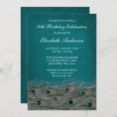 Elégant Peacock 70e anniversaire Invitations (Devant / Derrière)
