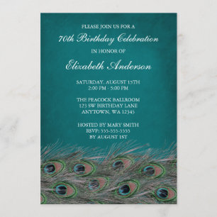 Elégant Peacock 70e anniversaire Invitations