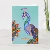 Elégant Peacock Anniversaire Carte de voeux pliée (Devant)