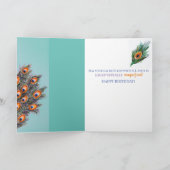 Elégant Peacock Anniversaire Carte de voeux pliée (Intérieur)