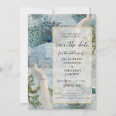 Elegant  Peacock Birds Gold Glitter Script Save The Date (Voorkant)