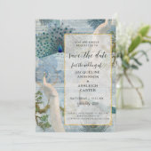 Elegant  Peacock Birds Gold Glitter Script Save The Date (Staand voorkant)