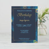 Elegant Peacock Birthday Uitnodiging (Staand voorkant)