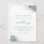 Elegant Peacock Blue Glitter Wedding Kaart (Voorkant)