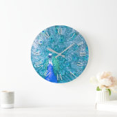 Élégant Peacock Coloré | Horloge murale (Maison)