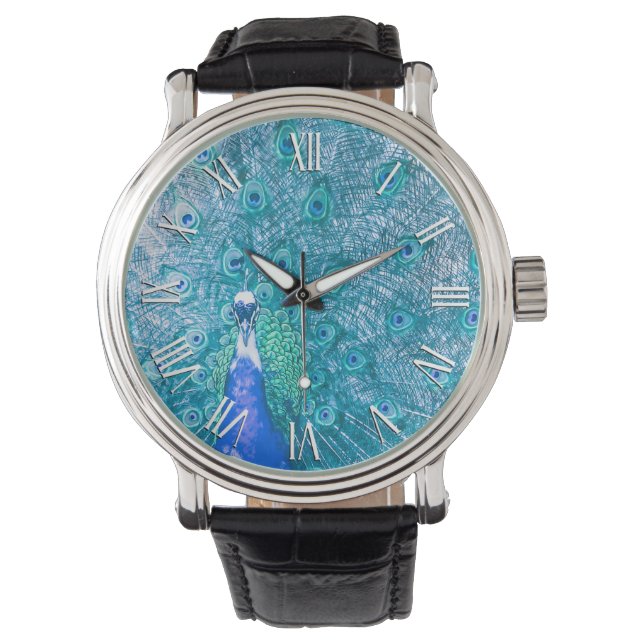 Élégant Peacock Coloré | Montre Homme (devant)