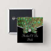 Elegant Peacock & DIamonds Wedding Vierkante Button 5,1 Cm (Voorkant /achterkant)