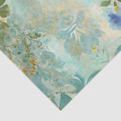 Elegant Peacock Distressed Blue Floral Tissuepapier (Detail)