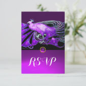 ÉLÉGANT PEACOCK EN PURPLE, NOIR MARIAGE RSVP (Debout devant)