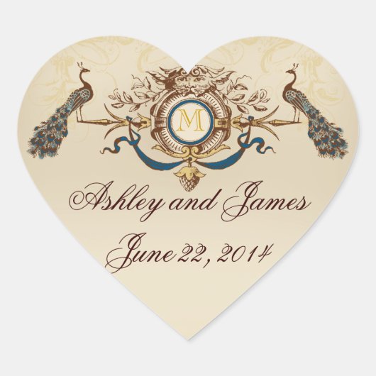 Elégant Peacock Enregistrer la date Stickers forme (Devant)