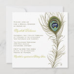 Elégant Peacock Feather Bridal Showeuse Invitation<br><div class="desc">Élégante et simple Peacock Feather Bridal Shower Invitation Illustration de couleur blanche,  jaune,  bleue et turquoise d'une plume de paon de couleur verte. Cette invitation à la douche nuptiale simple mais élégante est parfaite pour des soirées à thème vintages.</div>