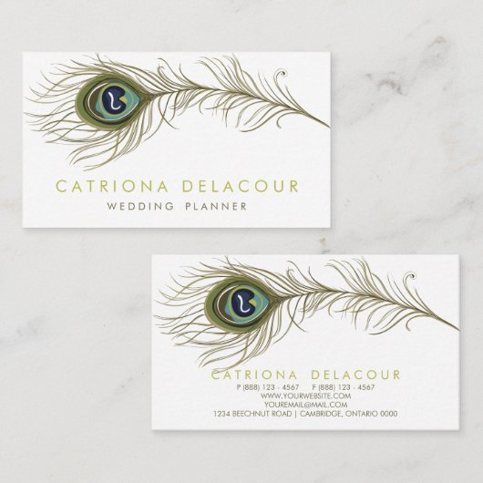 Elégant Peacock Feather Carte de visite élégant (Devant / Derrière)
