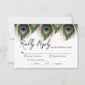 Elégant Peacock Feather Wedding Carte RSVP (Devant)