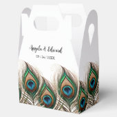 Elegant Peacock Feather Wedding Favor Box Bedankdoosjes (Geopend)