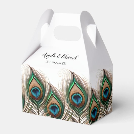 Elegant Peacock Feather Wedding Favor Box Bedankdoosjes (Voorkant Zijde)