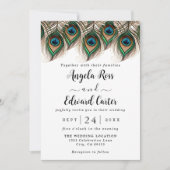 Elegant Peacock Feather Wedding Invitation Save The Date (Voorkant)