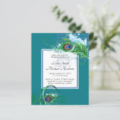 Elegant PEACOCK FEATHER Wedding Invite BUDGET (Staand voorkant)
